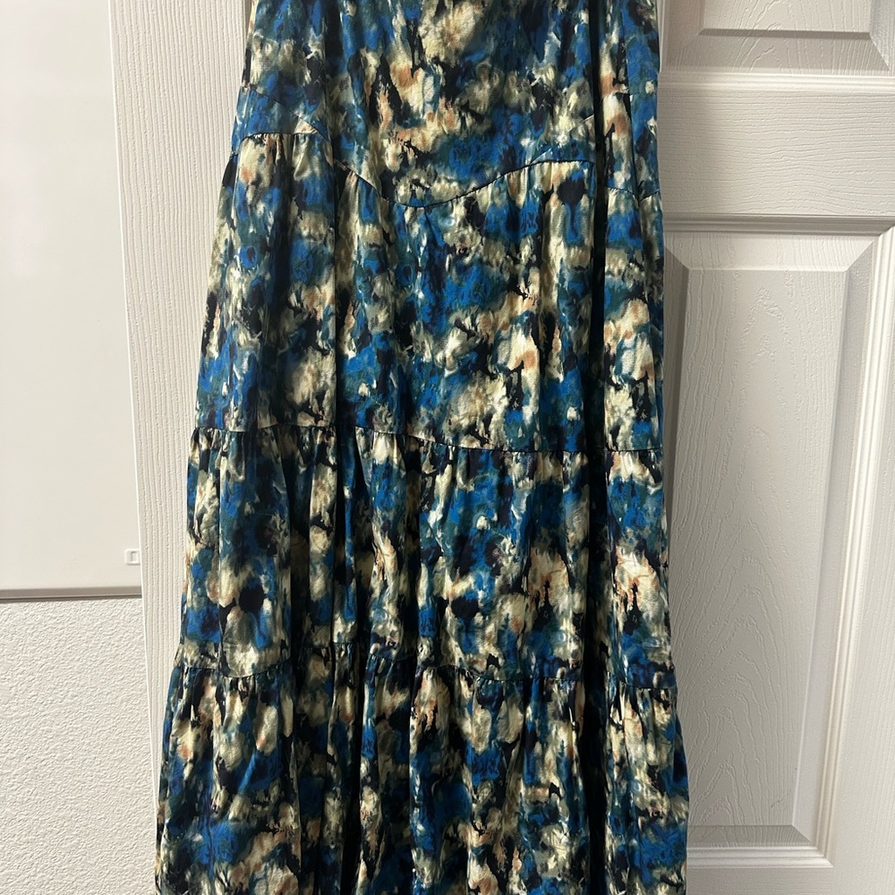 Tart Blue and Cream Maxi Skirt
